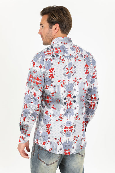 Floral Print Satin Shirt - White