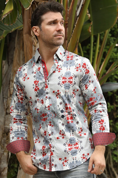 Floral Print Satin Shirt - White