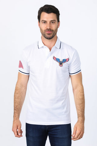 Mens Modern Fit Stretch USA Embroidery Polo