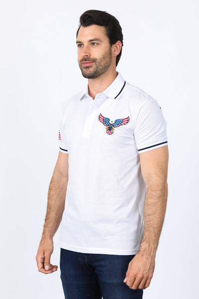 Mens Modern Fit Stretch USA Embroidery Polo