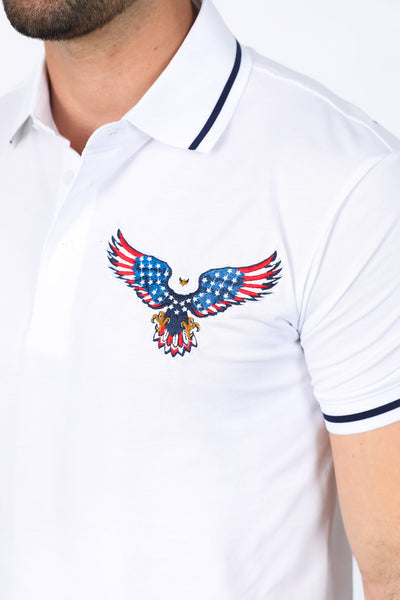 Mens Modern Fit Stretch USA Embroidery Polo