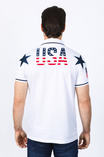 Mens Modern Fit Stretch USA Embroidery Polo