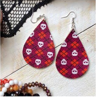 Purple Skull Halloween Earrings