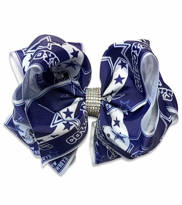 Navy Cowboy Double Layer Rhinestone Hair Bow