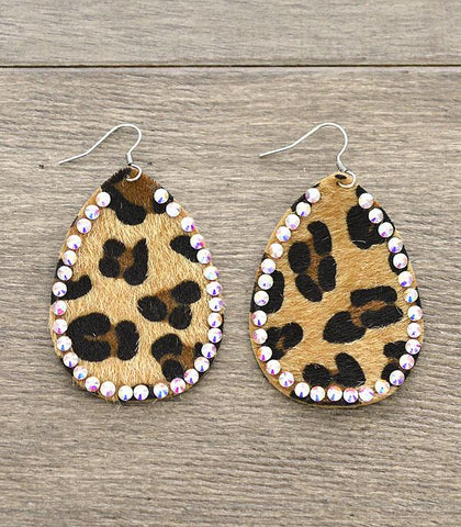 Ab Leopard Hair On Hide Earrings