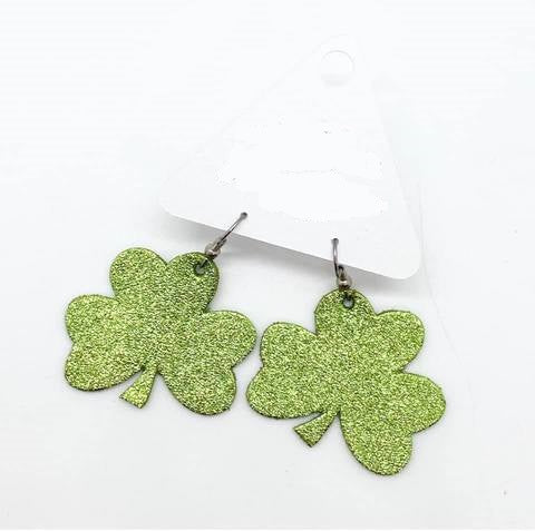 1.5" Metallic Lime Green Shamrock Earrings