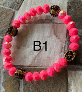 Hot Pink W/Leopard Accent Bracelet