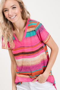 Fuchsia Serape Vneck Top