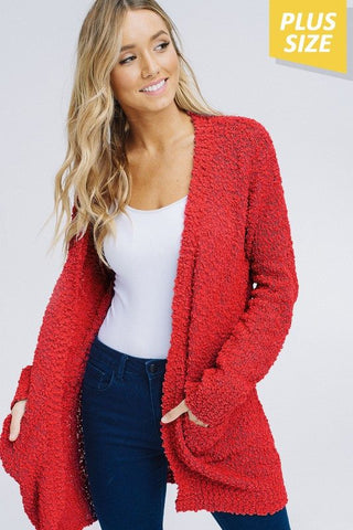 Red Popcorn Cardigan