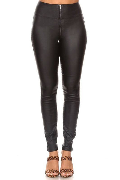 High Waisted Zip Pleather Leggings