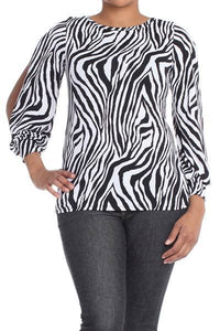 Zebra Split Sleeve Top