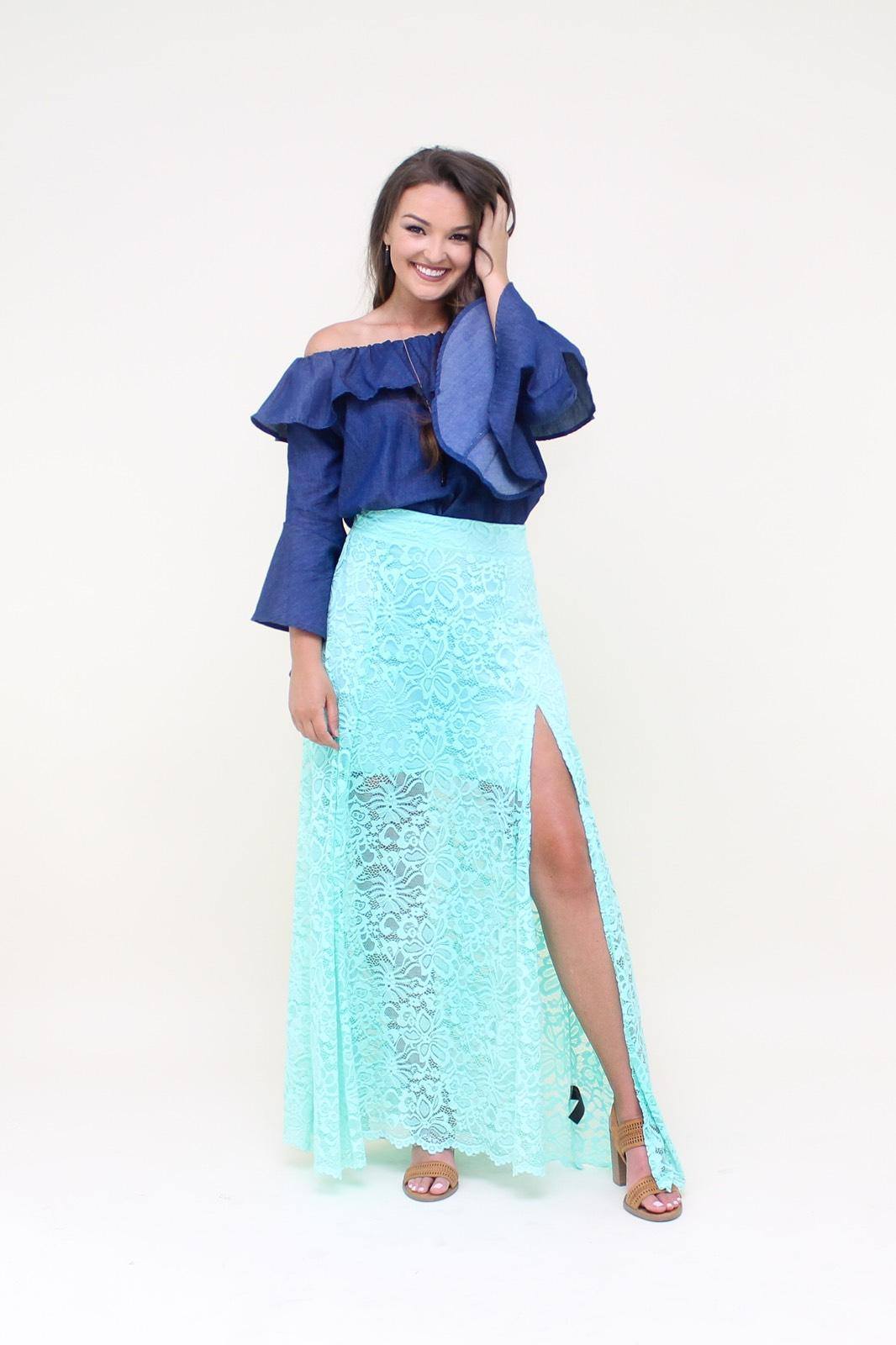 Mint Lace Maxi Skirt