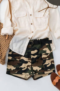 Camo Belted Shorts