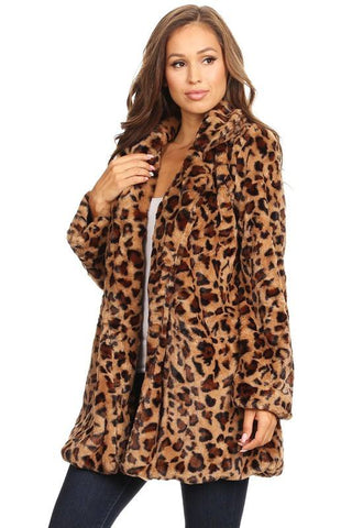 Faux Fur Leopard Coat