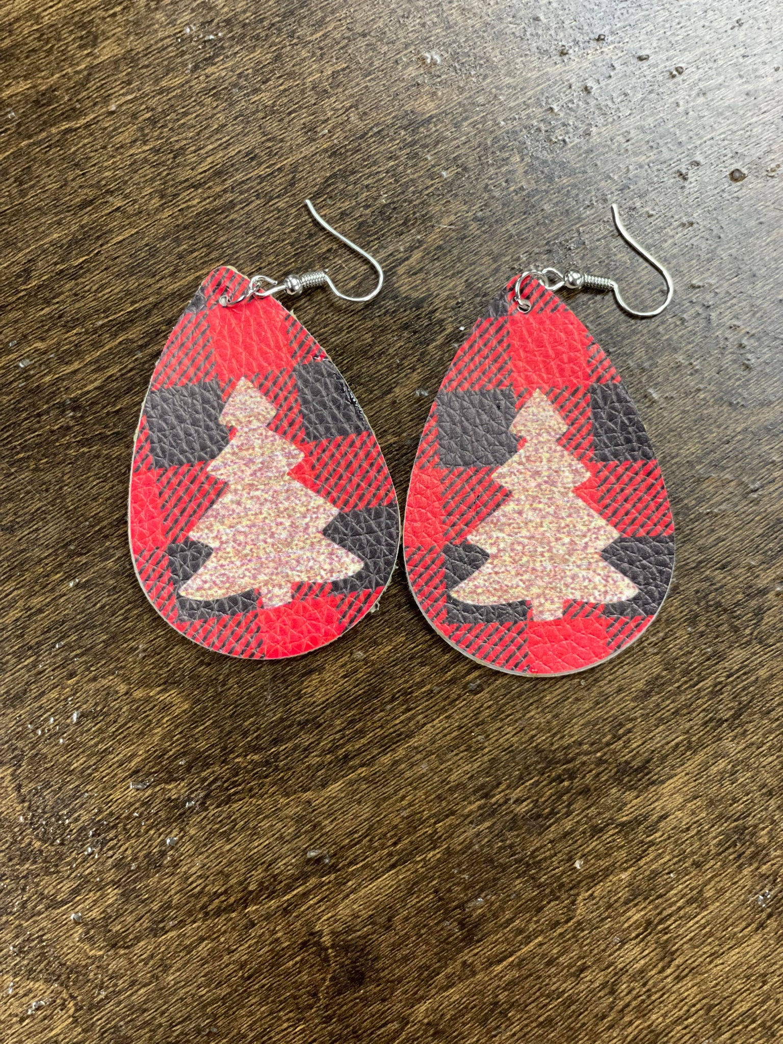 Plaid Tree Earrings