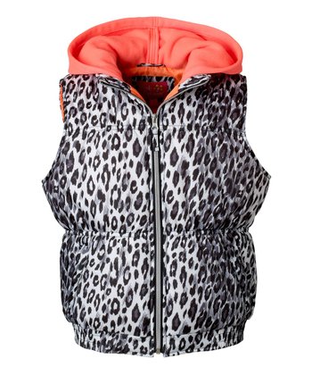 Leopard Coral Puffer Vest