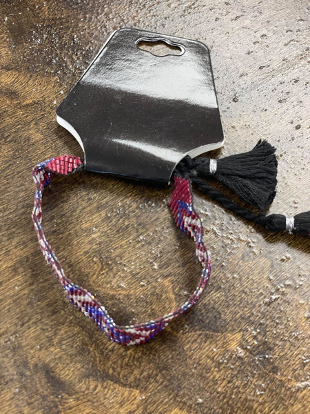 Red/Blue Bead Tie Bracelet