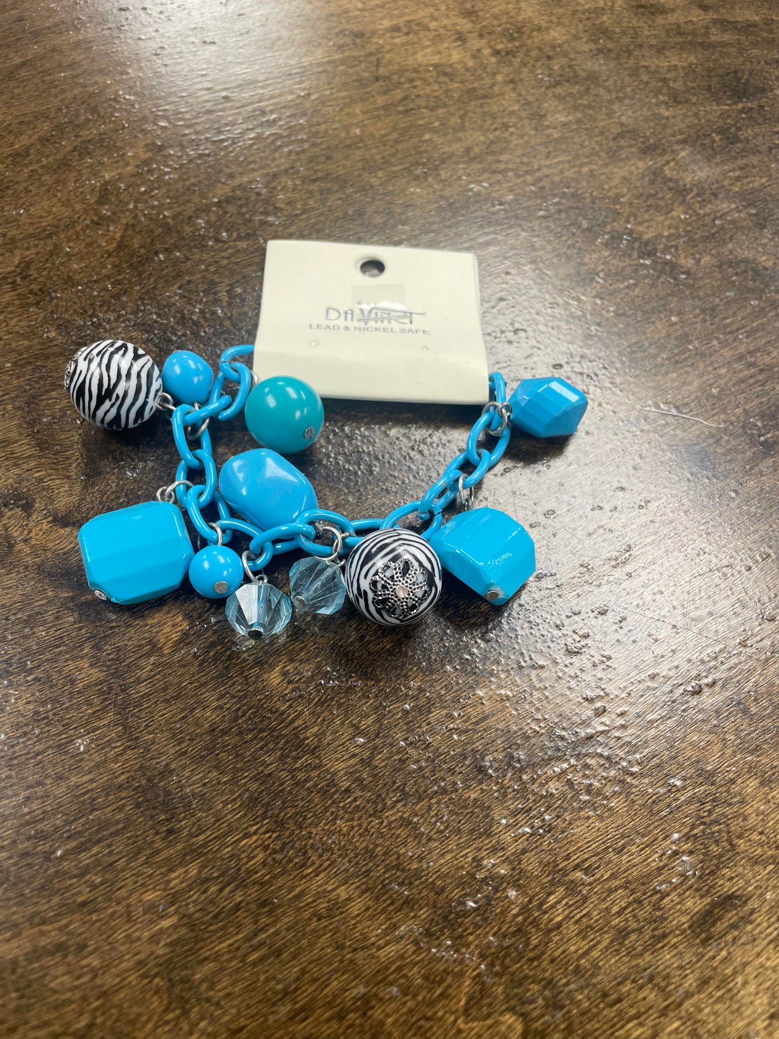 Blue Zebra Bead Bracelet