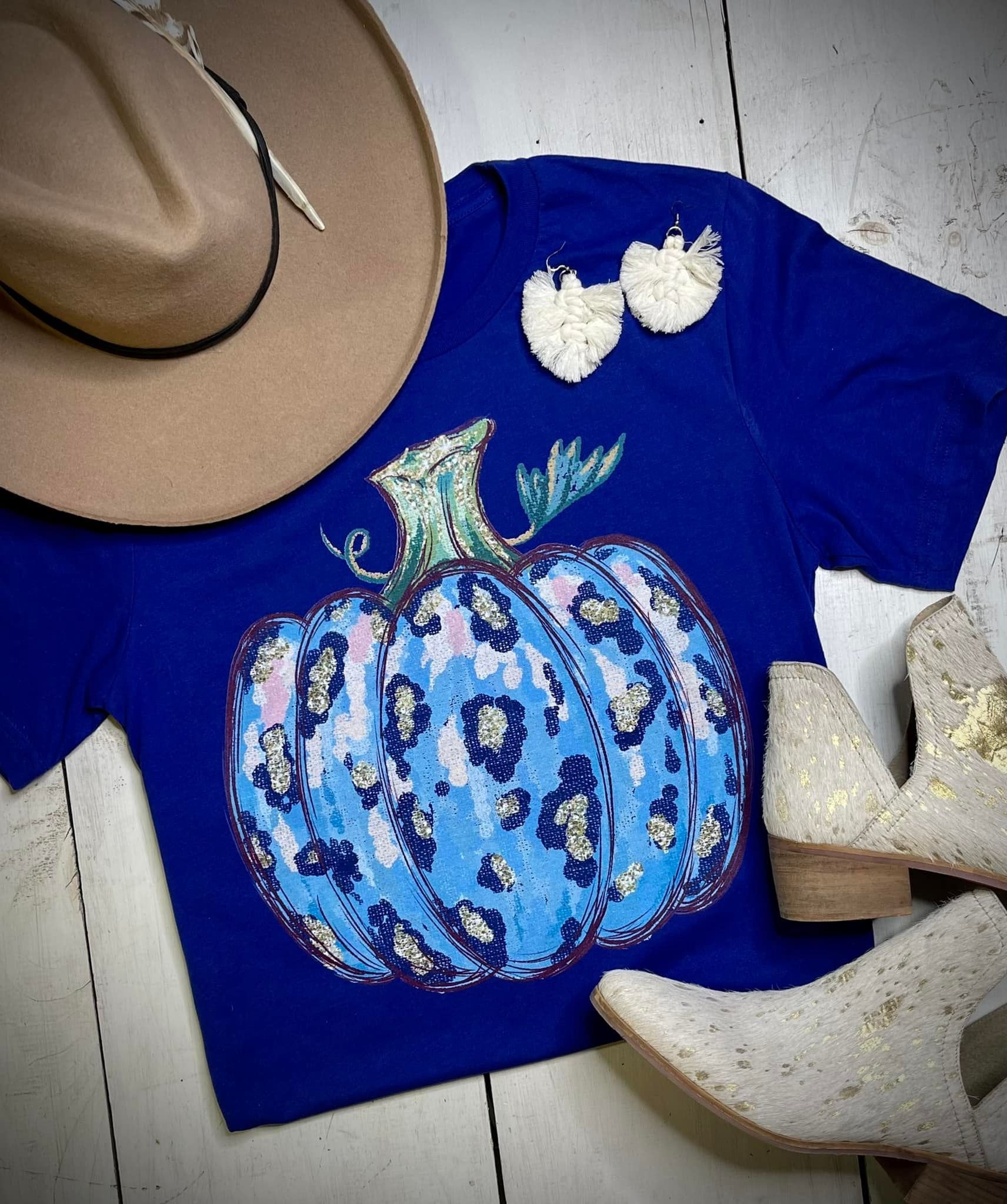 Blue Leopard Pumpkin Tee