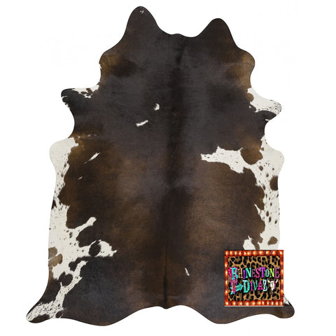 Brazilian Chocolate and white Cowhide Rug Large size