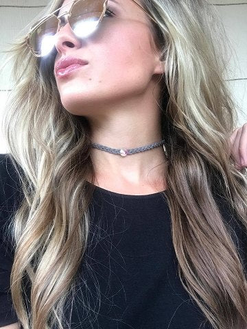 Grey Leather Choker