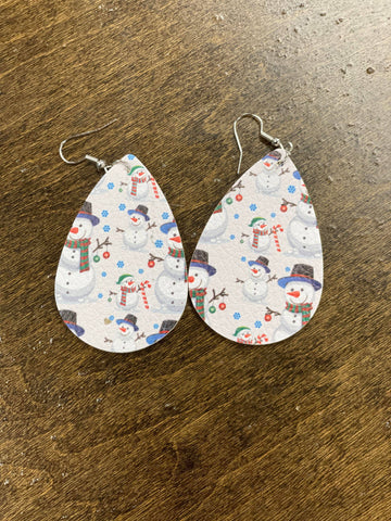 Snowman Leather Earrings