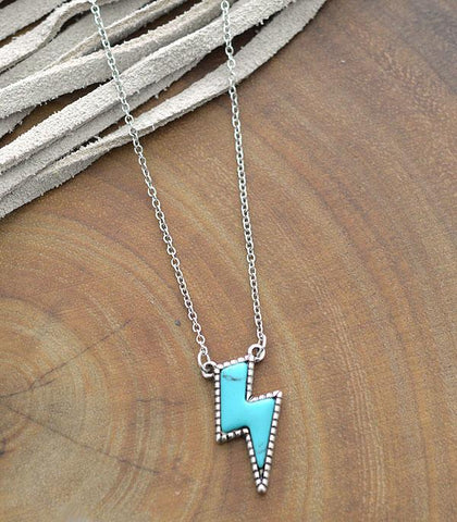 Turquoise Stone Bolt Necklace