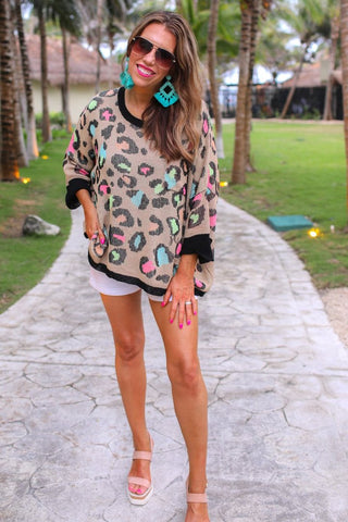 Charleston Colorful Leopard Lightweight Sweater