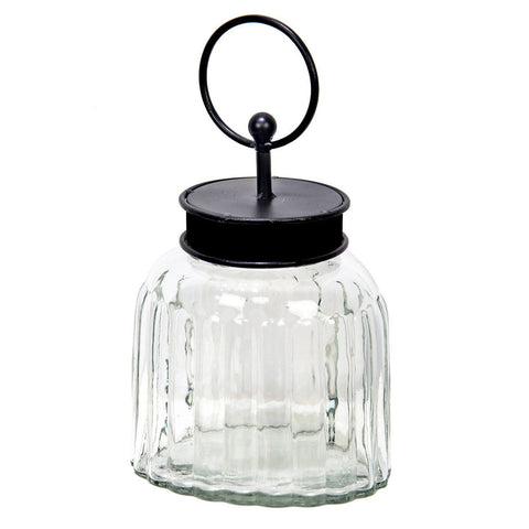 Black Oval Glass Jar