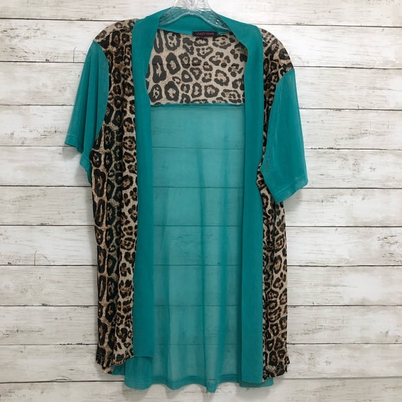 Teal Leopard Cardigan