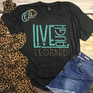 Black Live Laugh Leopard Tee