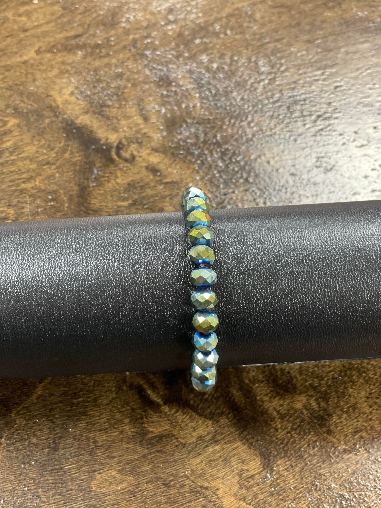 Blue/Gold Metallic Bead Bracelet