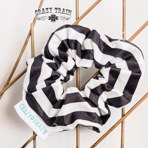 Black/White Stripe Scrunchie