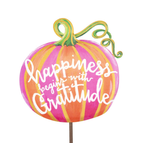 Happiness & Gratitude Pumpkin Stake