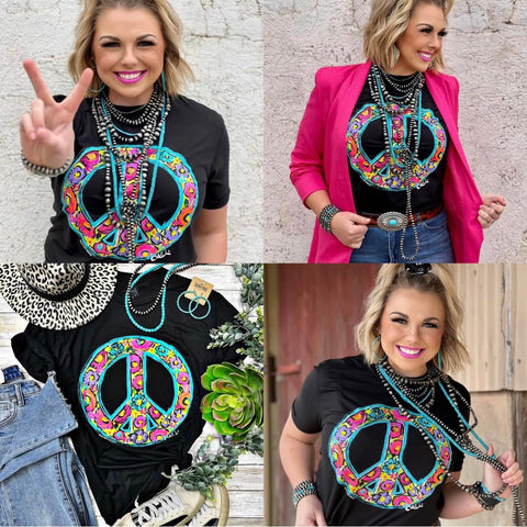 Callie's Floral Peace Sign Tee