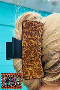 LEATHER IN BLACK JUMBO HAIR CLIP