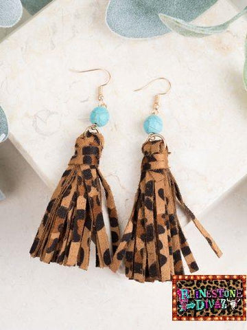 Leopard Fringe Earrings