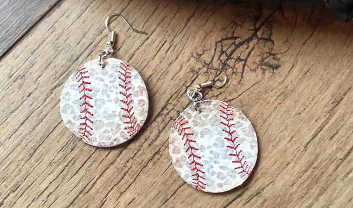 Leopard Baseball Earrings