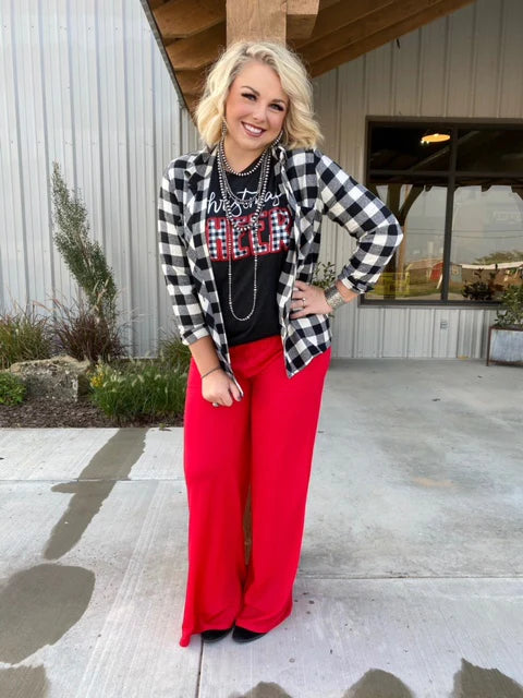 Red Wide Leg Palazzo Pant