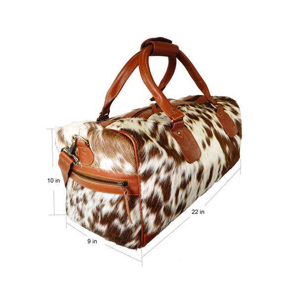 full hair Cowhide leather weekender duffel carry on bag