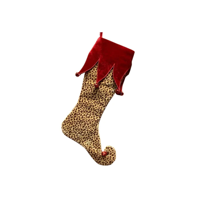 Velvet Leopard Jester Stocking