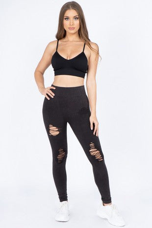 Black Distressed Legging