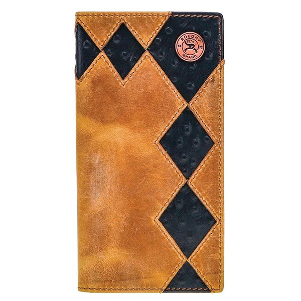 "SHILOH" RODEO ROUGHY WALLET BROWN/BLACK W/DIAMOND PATCHWORK