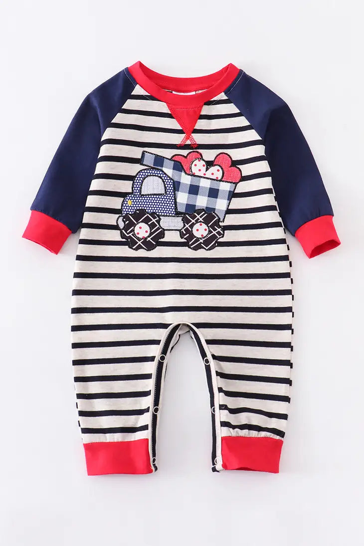 Stripe Truck Boy Romper