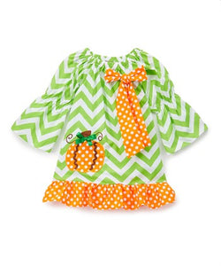 Green Chevron Pumpkin Dress