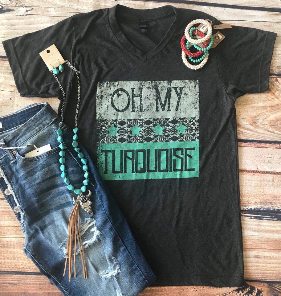 Black Oh My Turquoise Tee