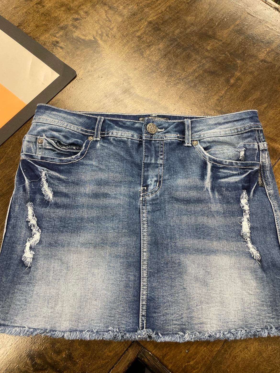 Girls Denim Distressed Skirt