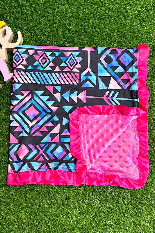 GEOMETRIC TIE DYE PRINTED BABY BLANKET WITH MINKY FABRIC