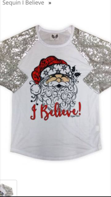 Sequin Santa I Believe Top