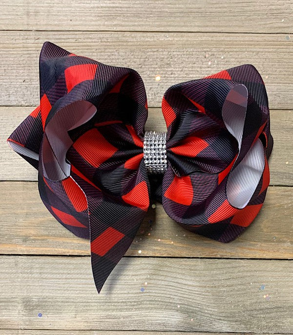 Black/Red Plaid Bow